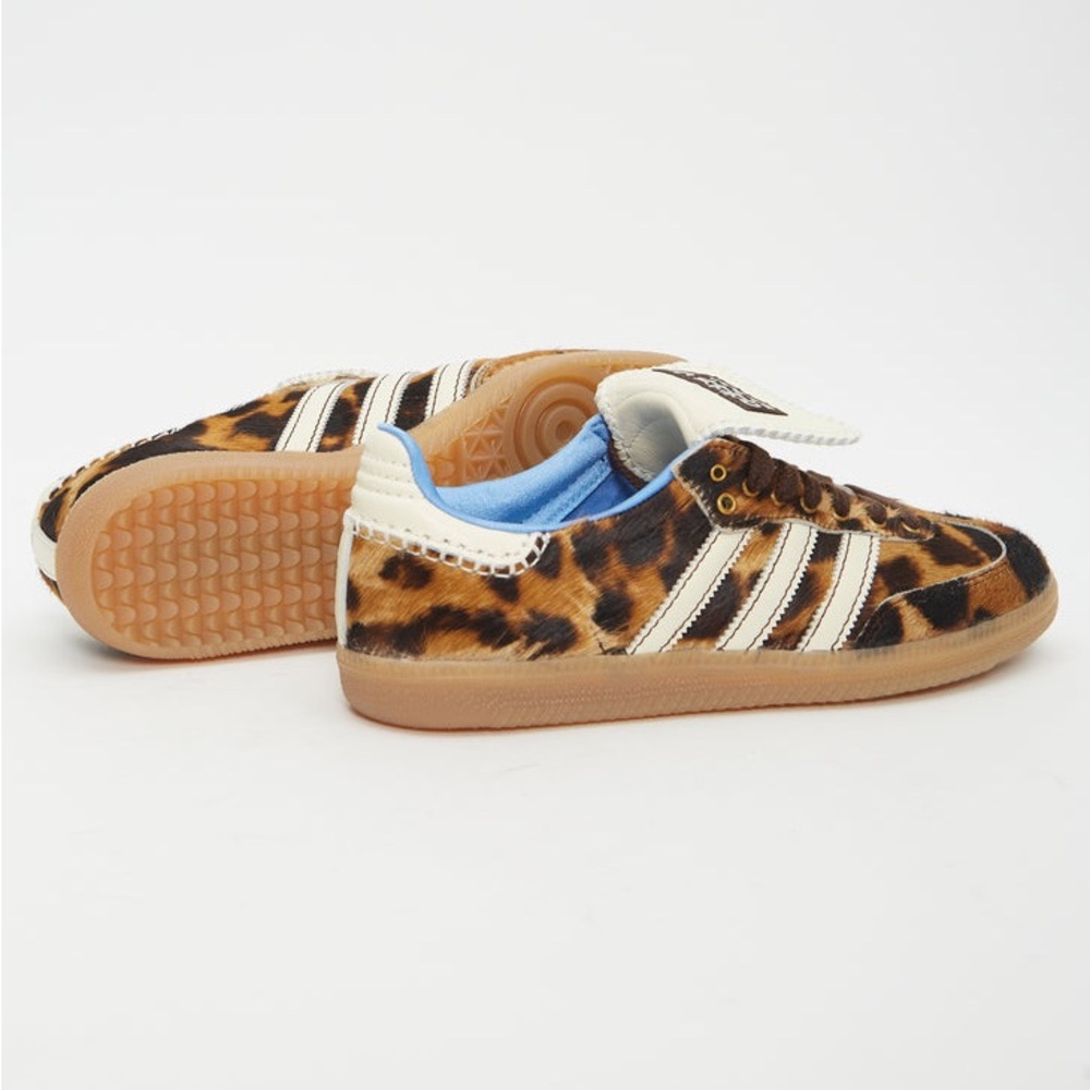 WALES BONNER X ADIDAS Pony Hair Leopard & Blue Interior Samba Shoe Sneakers Sz 8 - Picture 3 of 16